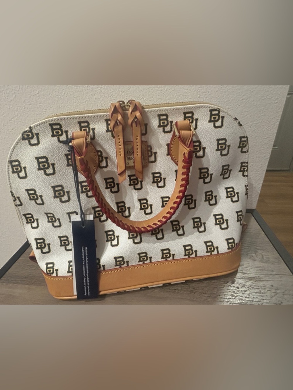 NWT Baylor University white logo Dooney & Bourke dome satchel & free id holder